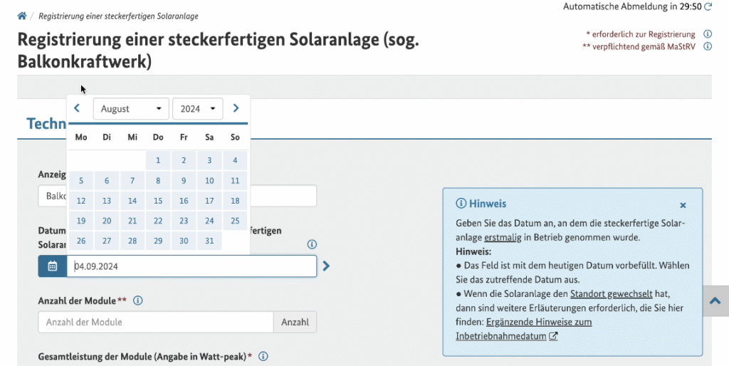 Balkonkraftwerk Gesetze Anmeldung im Marktstammdatenregister