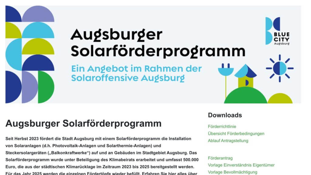 Balkonkraftwerk Förderung Solarprogramm von Augsburg