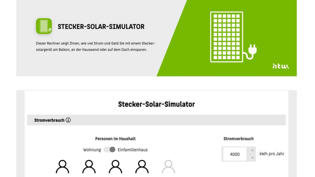 Rechner-Tool für Balkonkraftwerk mit Speicher